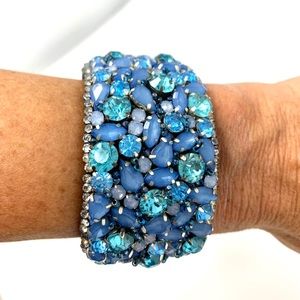 ✨MULTI-BLUE Crystal & Beaded Cuff✨